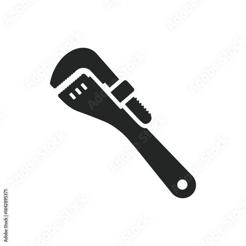 Adjustable wrench tool illustration plumbing spanner diy equipment workshop hand tool maintenance icon isolated vector graphic