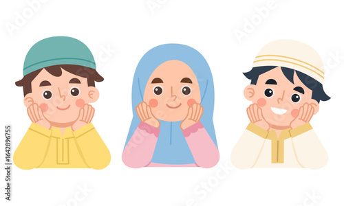Illustration of cheerful Muslim children