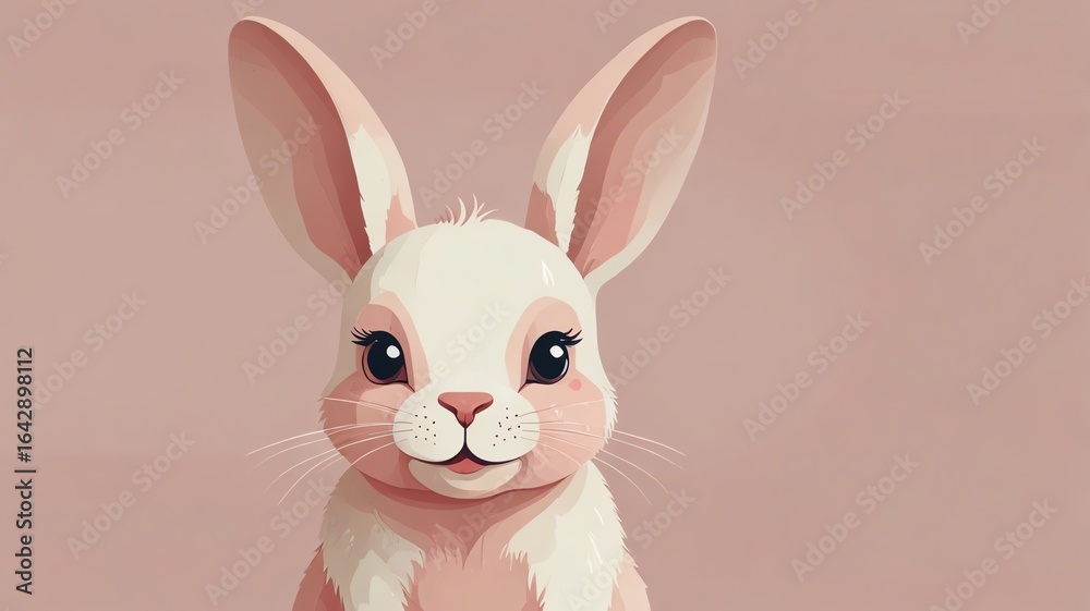 Obraz premium white rabbit with pink ribbon