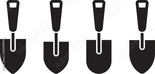 Garden Trowel Silhouette Icon Set, Simple Vector Icon for Planting and Farming.