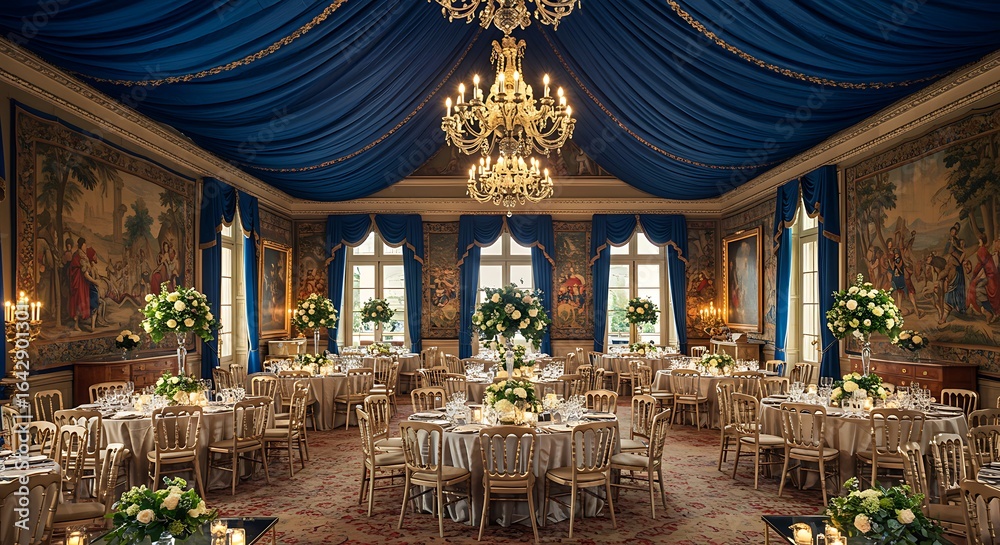 Fototapeta premium Imperial style wedding room with opulent decor