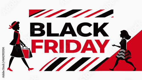 Black Friday Shopping Announcement Banner Featuring Elegant Silhouettes 