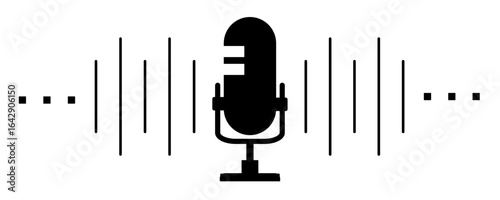Microphone vector icon, podcast symbol. Mic simple pictogram, radio music flat pictogram