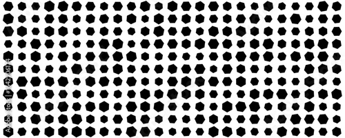 Pentagon shape abstract pattern. Black polygons texture, geometric fragment grid