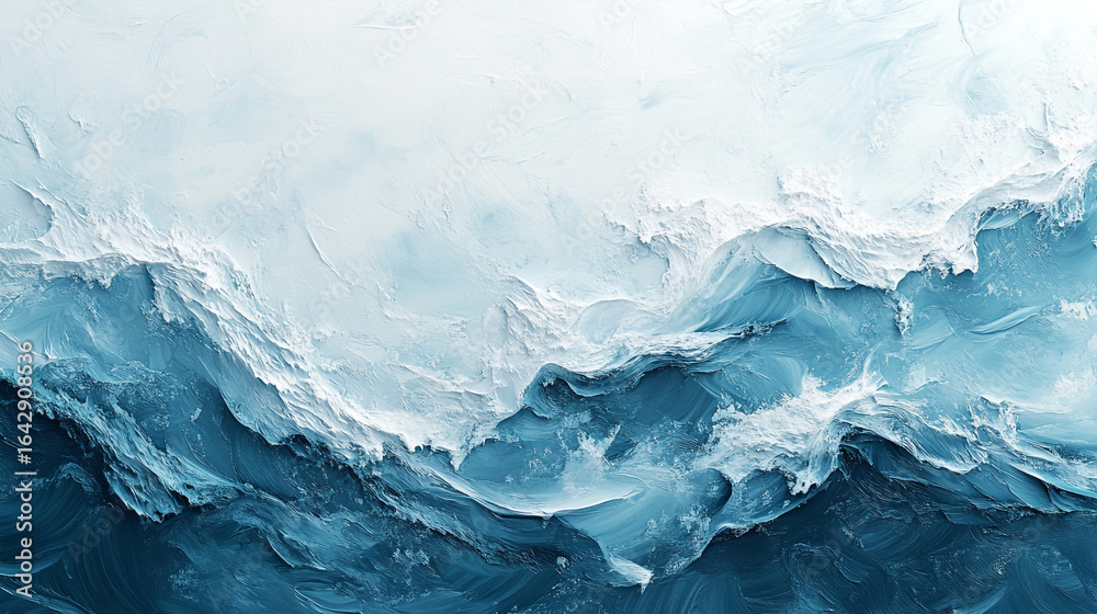 Fototapeta premium And Theme Blue Ice With White Powdery Midjourney Sea Soft Frozen