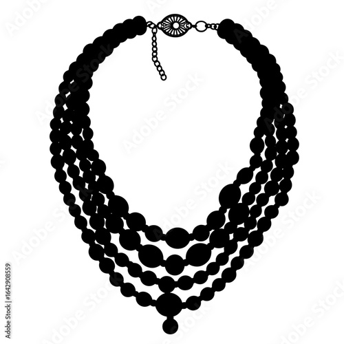 Silhouette of layered beaded necklace with antique clasp, elegance in personal adornment