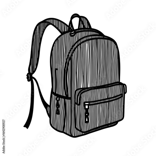 Abstract backpack silhouette formed by vertical lines, emergency gear concept