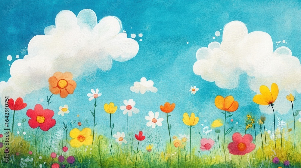 Obraz premium Vibrant flowers blooming in sunny outdoor meadow