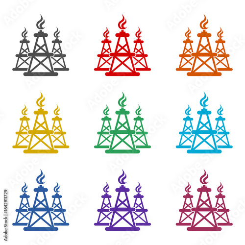 Oil derrick icon isolated on white background. Set icons colorful