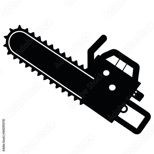 Vector art of black and white chainsaw isolated on white background