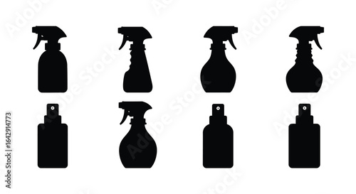 Spray bottle silhouettes for cleaning gardening or personal care product design