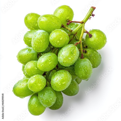 Fresh green grapes with water droplets
