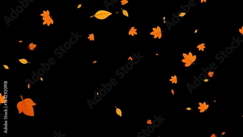 舞い散る紅葉（透過背景）