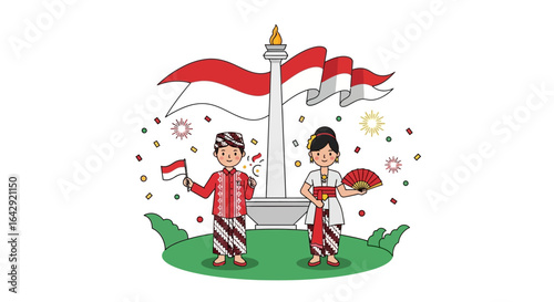 Celebrate national pride with joyful children holding flags and celebrating Independence Day festivities