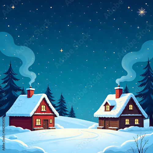 winter landscape with house