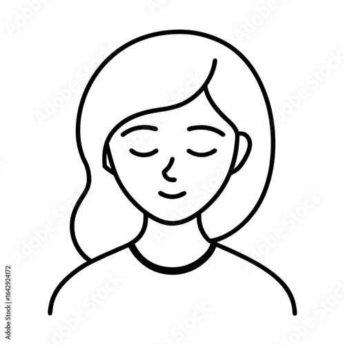Eyes closed and lips slightly parted in a peaceful calm vibe Vector illustration