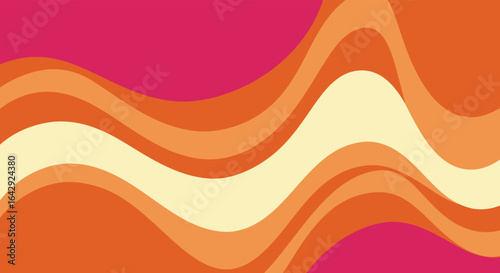 Retro Wavy Pattern in Orange Pink and Cream Colors for Backgrounds or Designs
