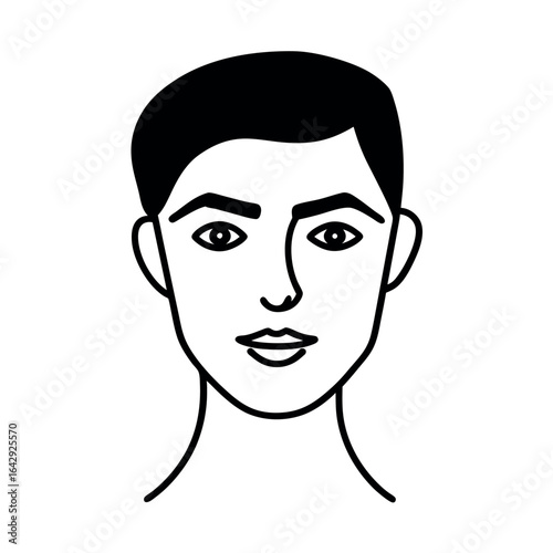 Minimal face with bold eyebrows in elegant artistic style Vector illustration