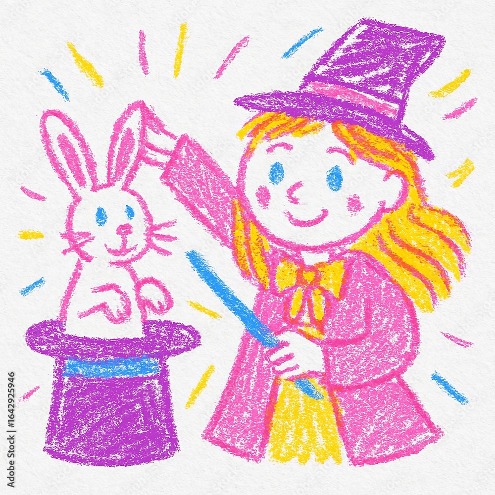 Fototapeta premium Girl in Magician Outfit with Rabbit
