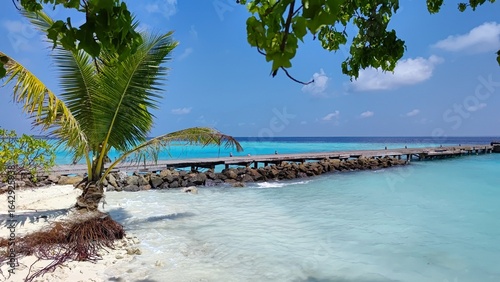 Φωτογραφία A marina on the island of Kihaa Maldives, surrounded by dense tropical vegetation and framed by snow-white beaches adjacent to the endless clear and clear waters of the Indian Ocean