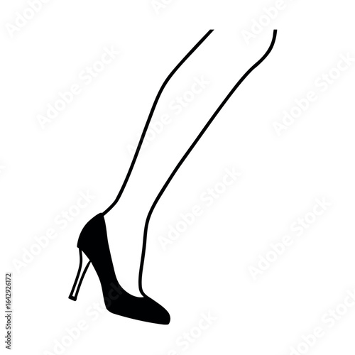 Silhouette of legs wearing high heels in elegant feminine style Vector illustration