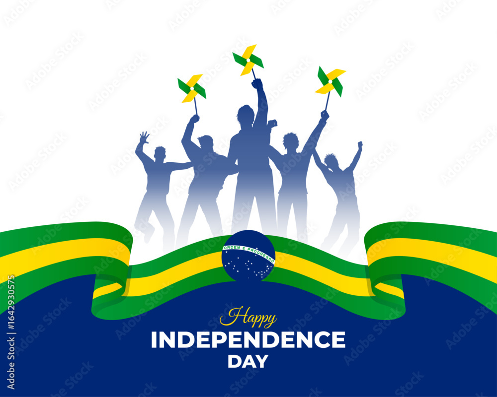 Naklejka premium Happy Independence Day Brazil. 7 September. Holiday concept. Template for background with banner, poster and card. Vector illustration. 