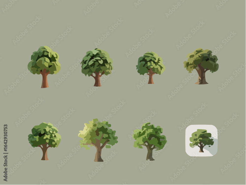 Obraz premium set of treessunrise ilustrasion 