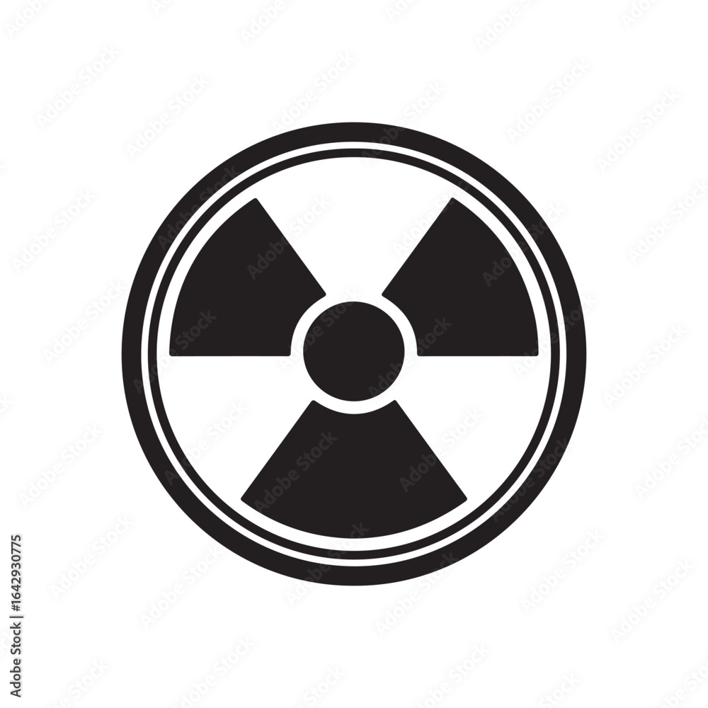Black and White Radiating Hazard Symbol Circle Vector Icon Black and White Radiating Hazard Symbol Circle Vector Icon