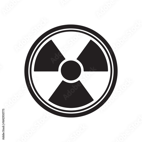 Black and White Radiating Hazard Symbol Circle Vector Icon
