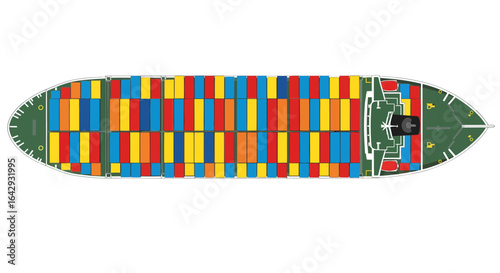 Container Ship Cargo Vessel Top View Illustration