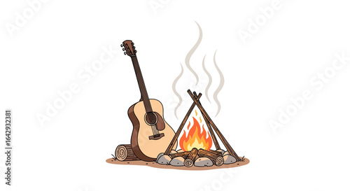 Harmonious blend of acoustic guitar and a warm campfire, whisking you away to a serene outdoor escape.