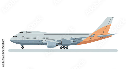 Clean vector illustration of a massive jet plane, representing flight, journeys, and airborne travel globally.