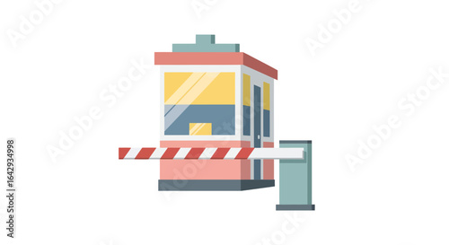 Illustration of a toll booth with a barrier, perfect for transportation and infrastructure projects.
