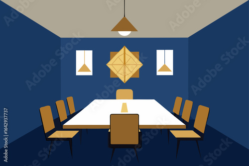 Boardroom with Geometric Brass Wall Art