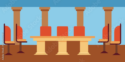 Boardroom with Hand Carved Wooden Pillars