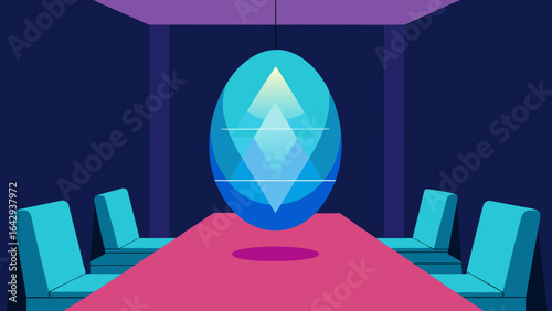 Corporate Boardroom with Large Crystal Orb Light