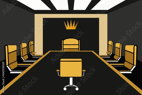 Luxury Boardroom with Black and Gold Palette Interior