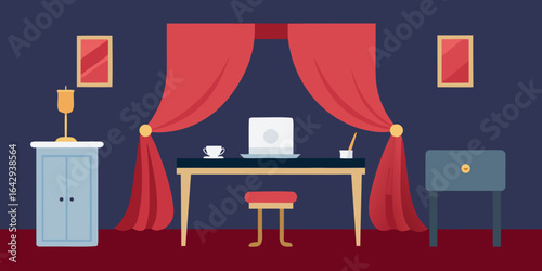 Luxury Workspace with Silk Wallpaper