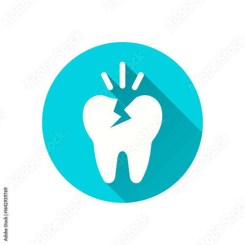 Caries flat icon. Simple illustration with long shadow for graphic and web design.