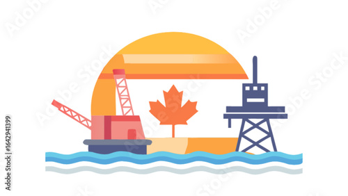 Canadian oil and gas industry offshore drilling platform energy sector maple leaf resource extraction coast line