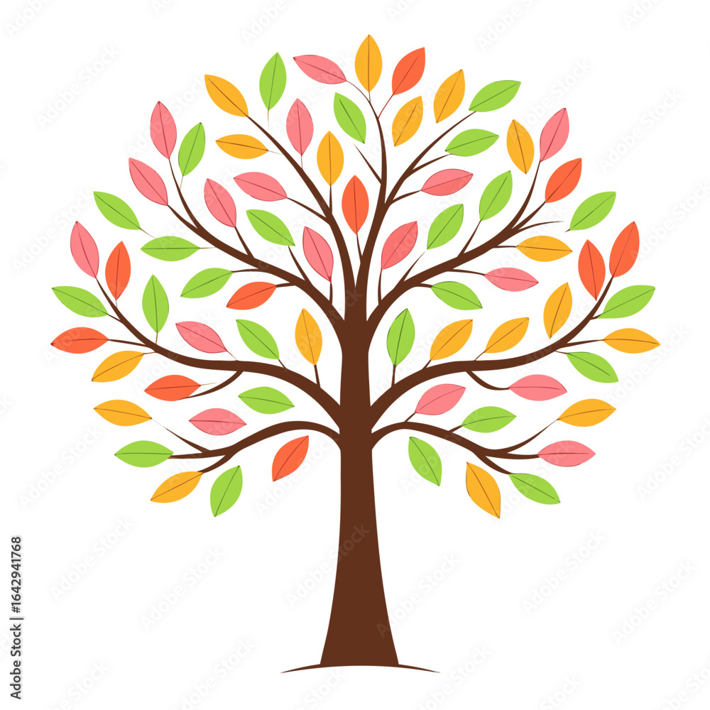 Obraz premium Stylized tree with colorful leaves in autumn palette