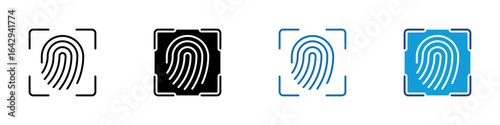 Fingerprint Scan Multi Style Vector Icon Design - fingerprint within a scanning frame, representing biometric authentication and secure access