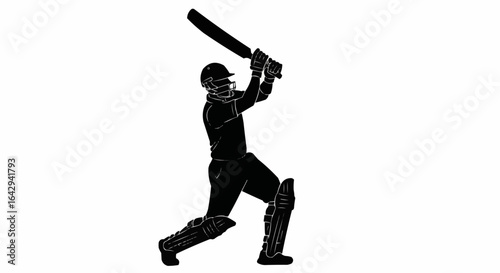 Cricket player, isolated vector silhouette, cricketer, striking batter stock illustra