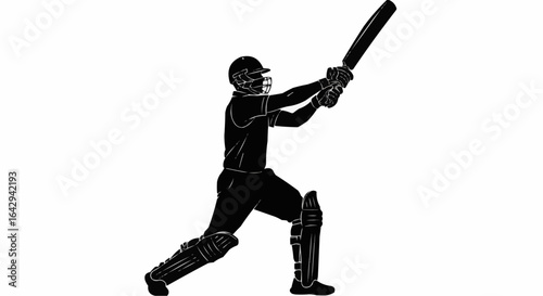 Cricket player, isolated vector silhouette, cricketer, striking batter stock illustra