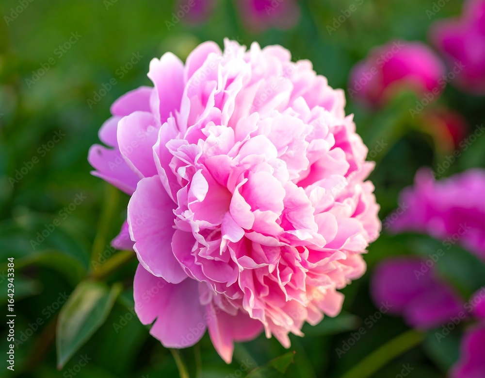 Close-up of a light pink, full-bloomed peony flower Close-up of a light pink, full-bloomed peony flower