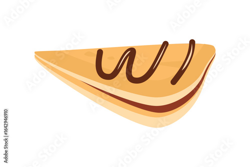 Chocolate crepes. Chocolate pancake. Food illustration. Breakfast food.