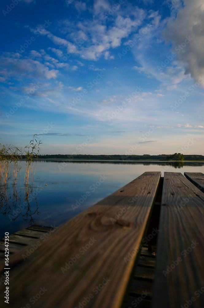 Fototapeta premium Calm and tranquility summer lake landscape