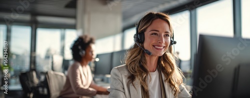 The attentive call center agent engaging with customers in a modern office environment