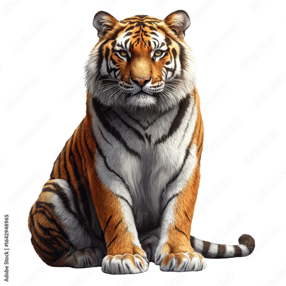 Fototapeta premium Majestic tiger isolated on transparent background.