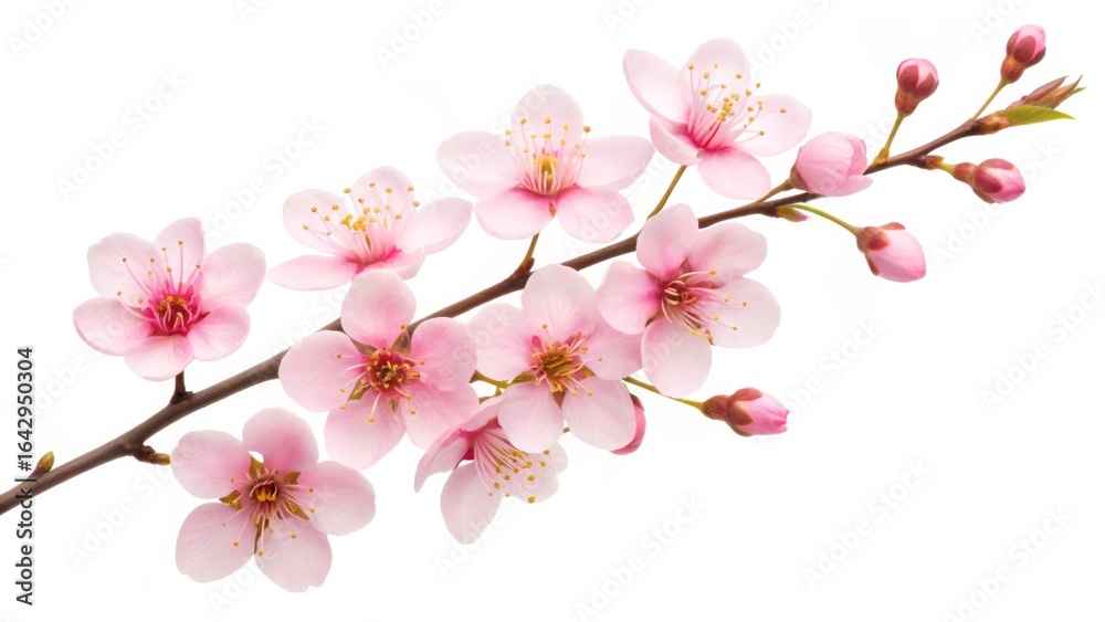 Naklejka premium Delicate Pink Flower Branch on White Background